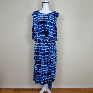 Jessica Howard Tie Dye Dress Women's Plus Size 22W Blue Stretch
